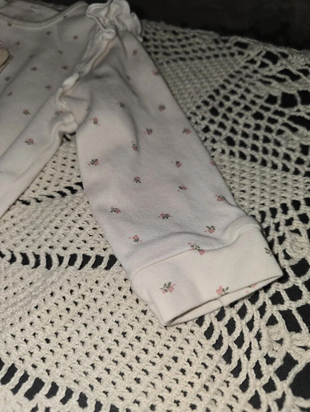 Next Baby Pink Floral Two Zip Sleep Suits 6-9 Mo, 2 Pack, Footed